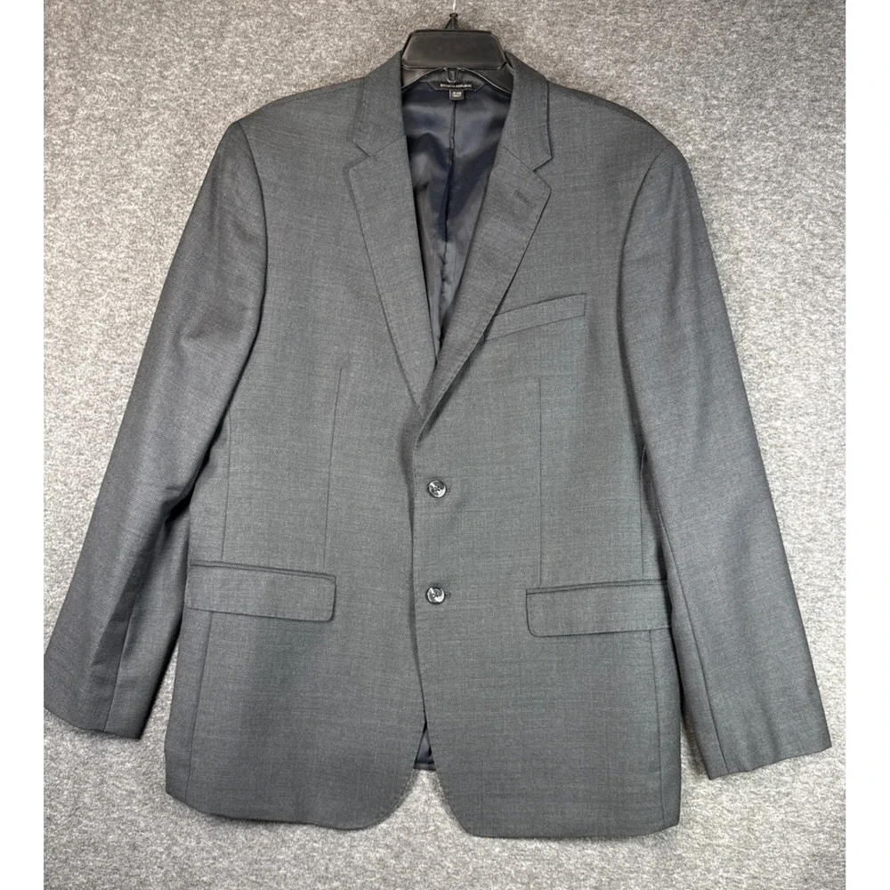 Banana Republic Men 44R Grey Slim Fit Wool Suit Jacket Blazer Marzotto Super 110